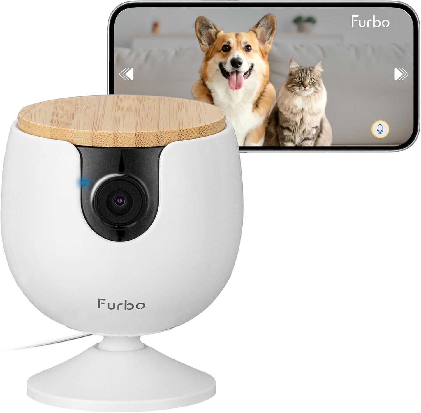Mini Pet Camera: Basic See & Talk Features, No AI Alerts, No Subscription Required, Pet Security Cam W/Barking/Meowing Alerts, Rotating View, 2-Way Audio, Smart Home Monitoring