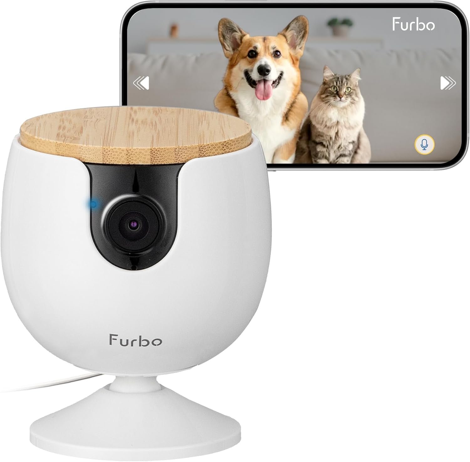 Mini Pet Camera: Basic See & Talk Features, No AI Alerts, No Subscription Required, Pet Security Cam W/Barking/Meowing Alerts, Rotating View, 2-Way Audio, Smart Home Monitoring