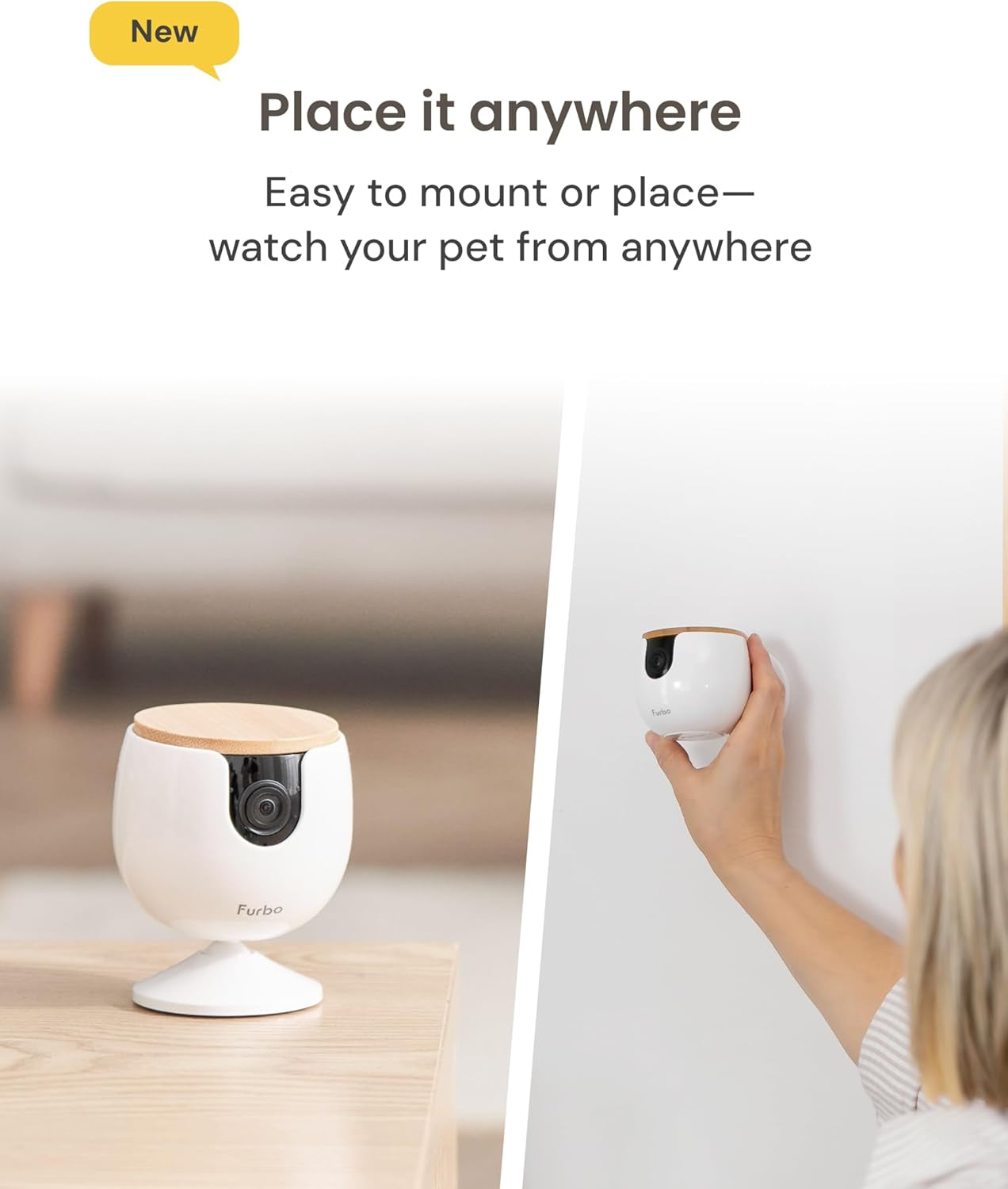 Mini Pet Camera: Basic See & Talk Features, No AI Alerts, No Subscription Required, Pet Security Cam W/Barking/Meowing Alerts, Rotating View, 2-Way Audio, Smart Home Monitoring